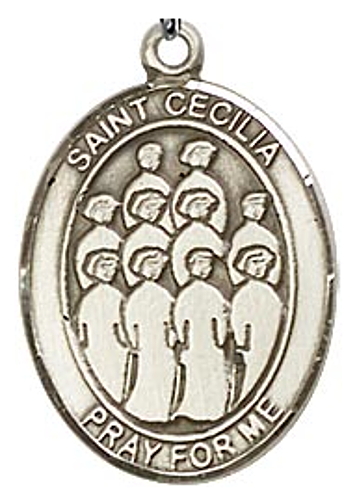 Medal St Cecilia Men Music / Choir 1 inch Sterling Silver