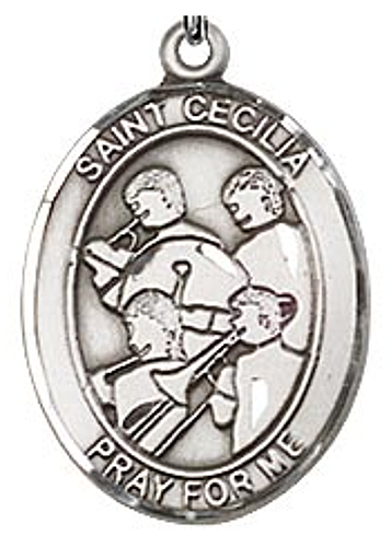 Medal St Cecilia Women Music / Band 3/4 inch Sterling Silver