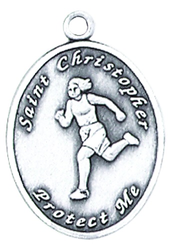 Medal St Christopher Women Track & Field 3/4 inch Sterl Silver