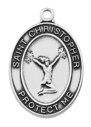 Medal St Christopher Women Cheerleading 3/4 inch Sterling Silver