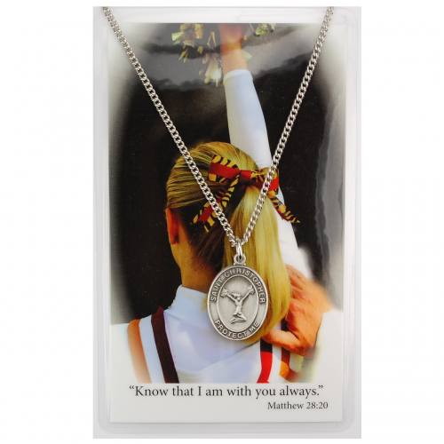 Medal St Christopher Women Cheerleading 3/4 inch Pewter Silver