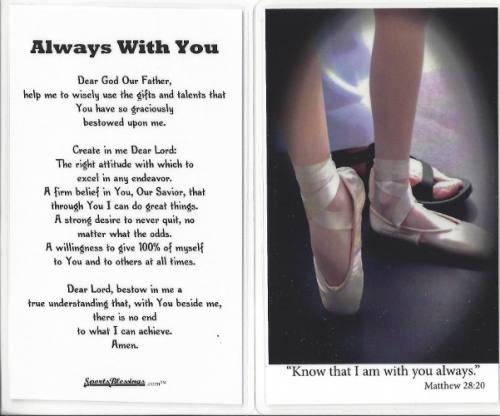 Prayer Card Ballet Dance Laminated